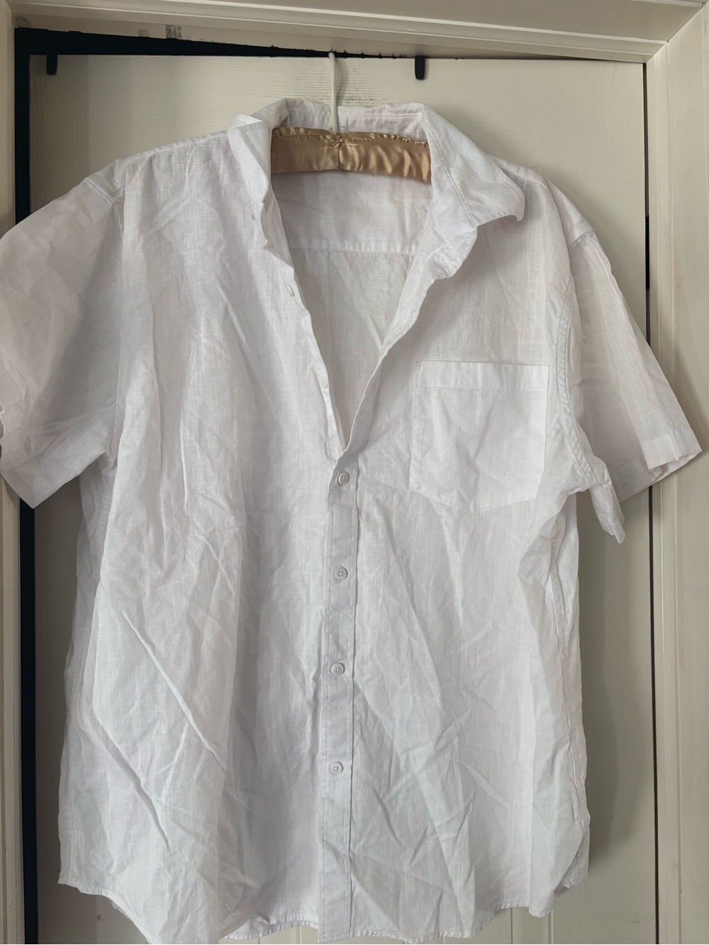 Classic White Short-Sleeve Linen Shirt - Lightweight Men’s Button-Up